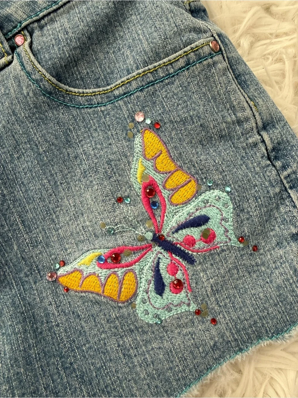 Arizona Jean Company Girls Lilac Tee and Denim Butterfly Shorts Set